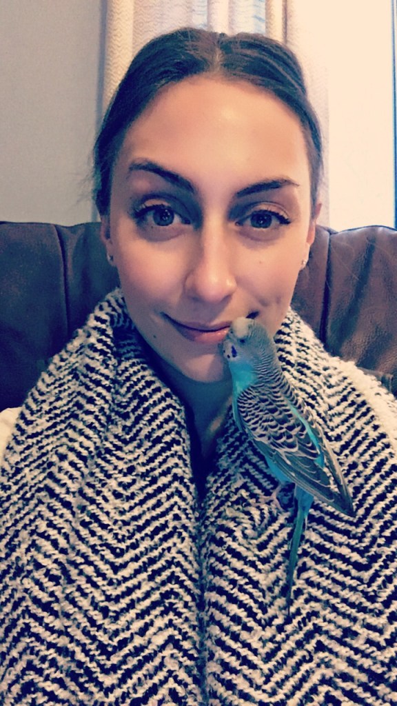 Copywriter with a bird